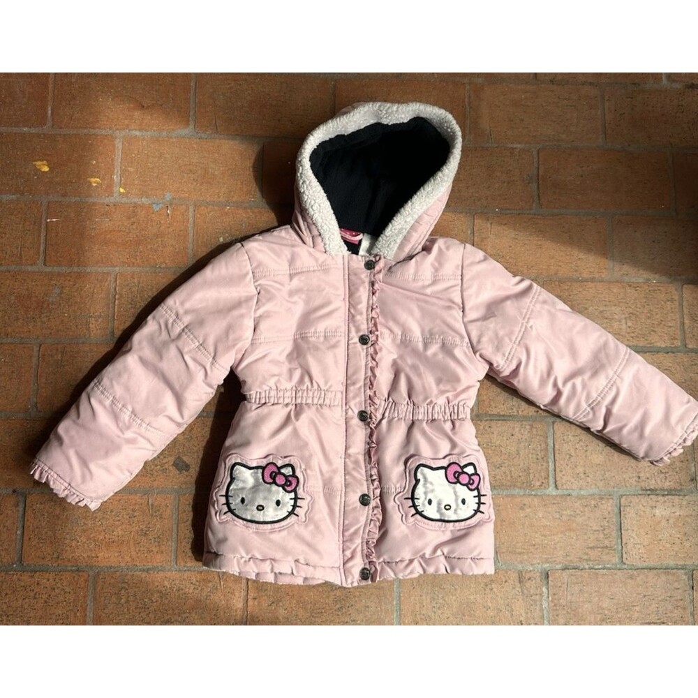 Hello Kitty Coat Pink Puffy Jacket Winter Coat Warm - Girls 5